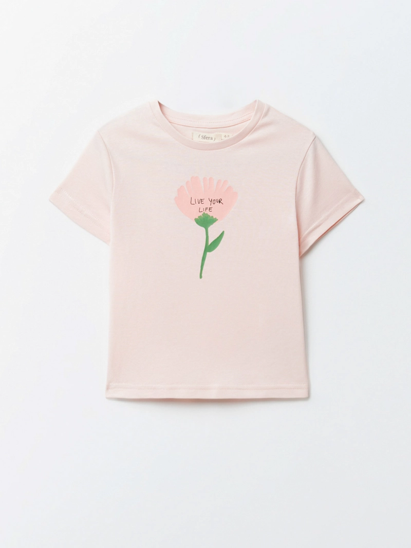 POLERA MANGA CORTA ALGODÓN NIÑA SFERA PALO ROSA POSICIONAL - 1