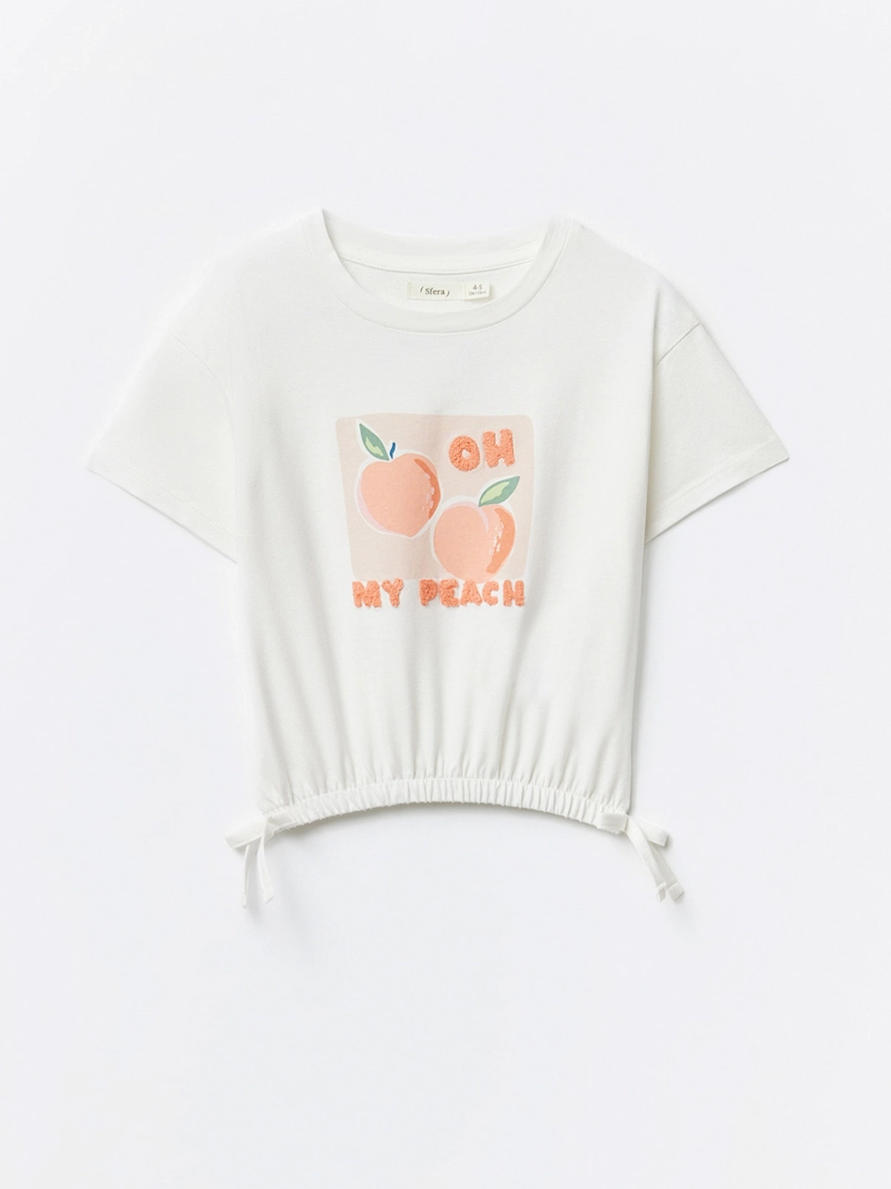 POLERA MANGA CORTA ALGODÓN NIÑA SFERA CRUDO MELOCOTONES - 1