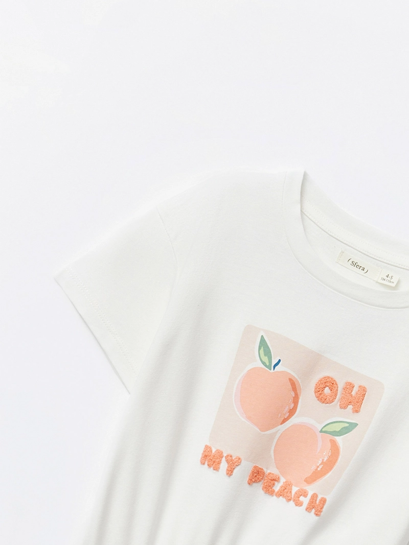 POLERA MANGA CORTA ALGODÓN NIÑA SFERA CRUDO MELOCOTONES - 3