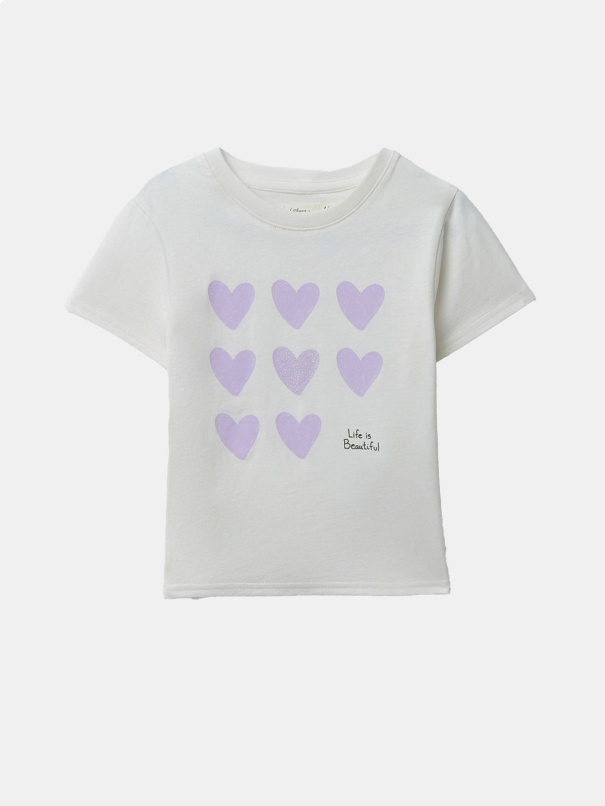 POLERA MANGA CORTA ALGODÓN NIÑA SFERA BLANCO MOTIVO - 1