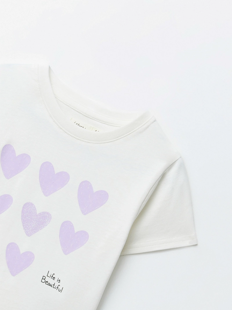 POLERA MANGA CORTA ALGODÓN NIÑA SFERA BLANCO MOTIVO - 2