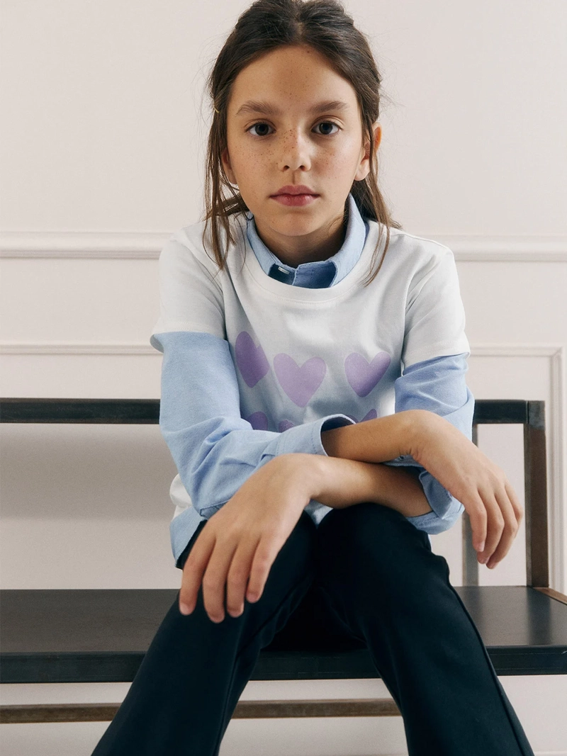 POLERA MANGA CORTA ALGODÓN NIÑA SFERA BLANCO MOTIVO - 5