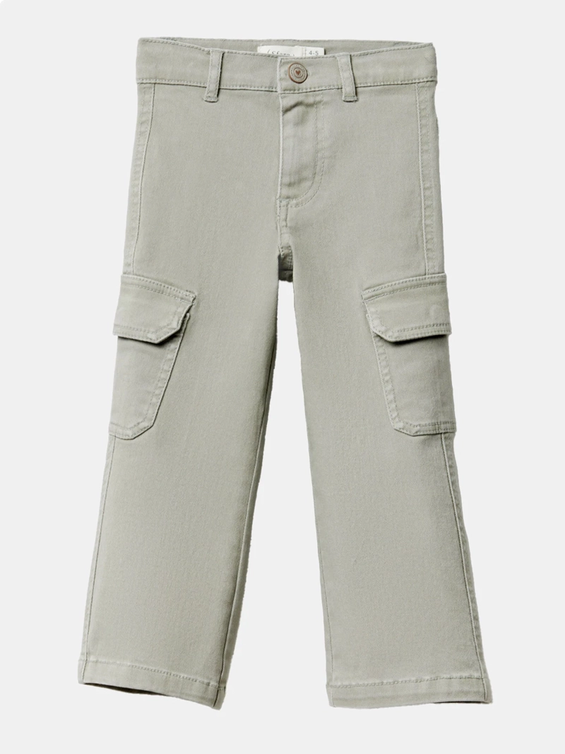 PANTALÓN CARGO NIÑA SFERA CAQUI DENIM COLOR - 1