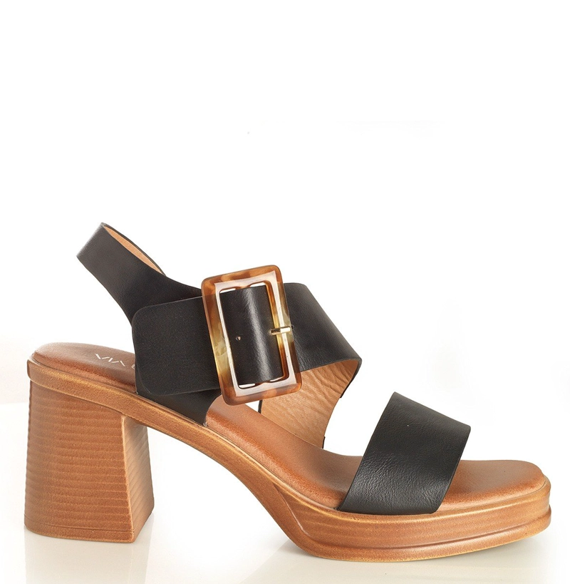 SANDALIAS MUJER VIA UNO NEGRA 22633614 - 1