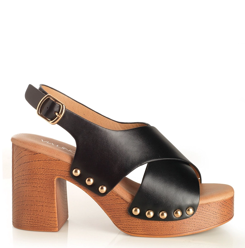 SANDALIAS MUJER VIA UNO NEGRO 22633620 - 1