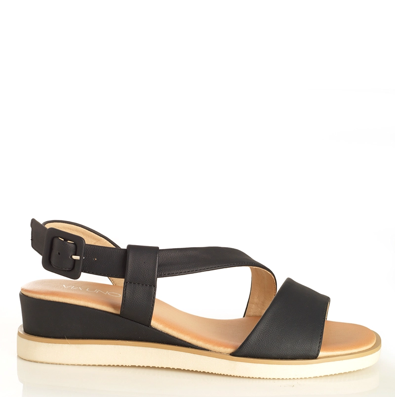 SANDALIAS MUJER VIA UNO NEGRO 22641609 - 1