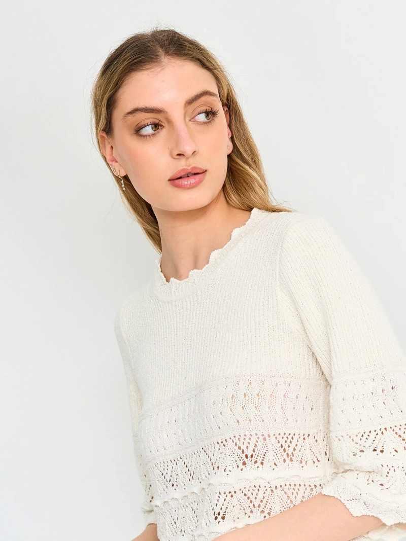 SWEATER MUJER INDEX MANGA CORTA CALADO - 3