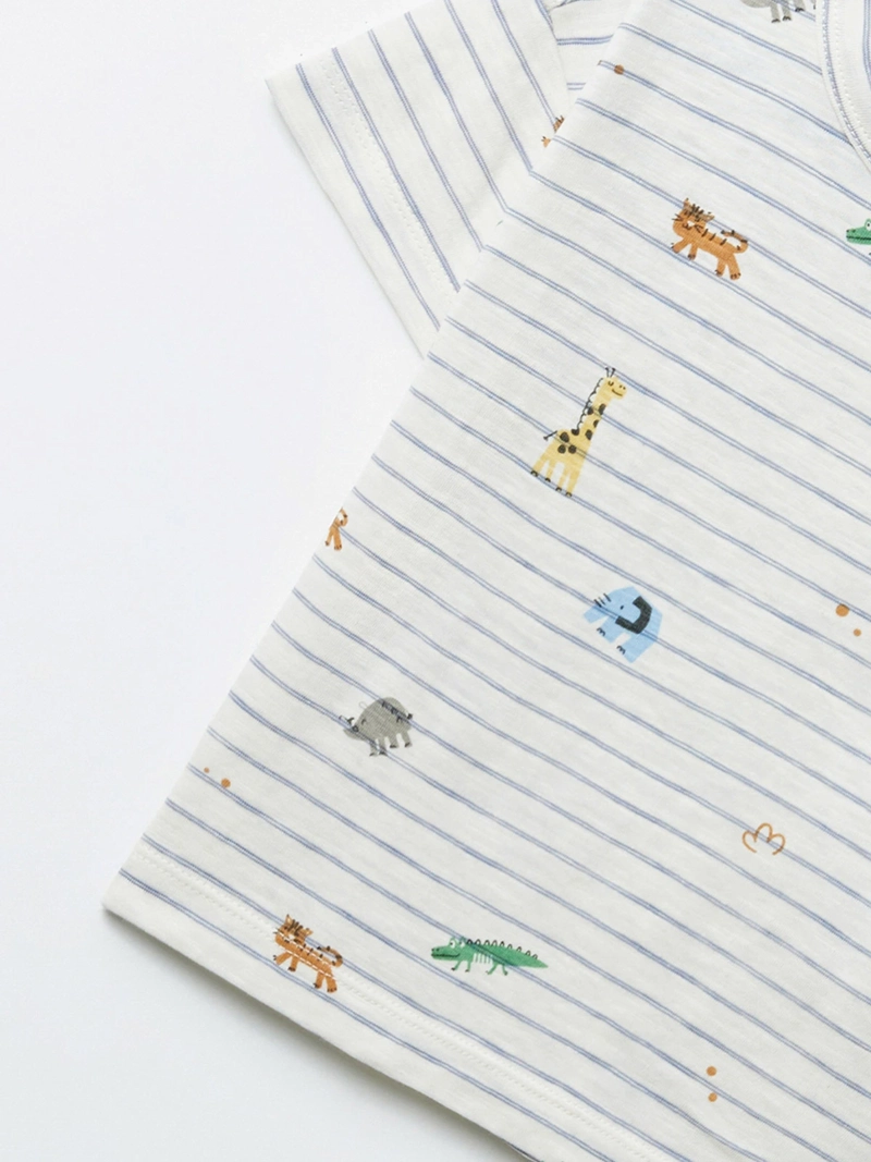 POLERA MANGA CORTA ALGODÓN NIÑO SFERA CRUDO RAYAS MOTIVOS - 2