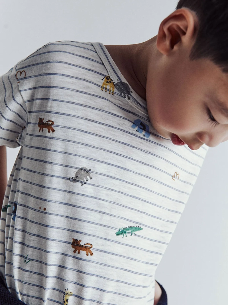 POLERA MANGA CORTA ALGODÓN NIÑO SFERA CRUDO RAYAS MOTIVOS - 4