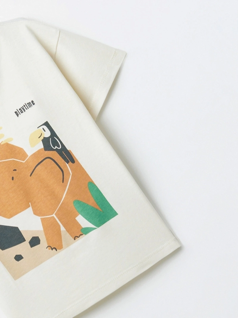 POLERA MANGA CORTA ALGODÓN NIÑO SFERA BLANCO ESTAMPADA ELEFANTE - 2