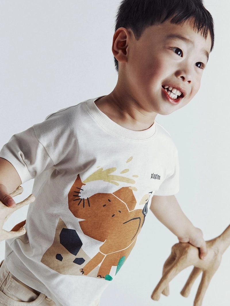 POLERA MANGA CORTA ALGODÓN NIÑO SFERA BLANCO ESTAMPADA ELEFANTE - 5