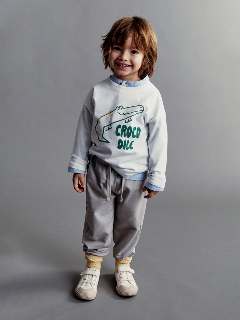 POLERA MANGA LARGA ALGODÓN NIÑO SFERA BLANCO COCODRILO - 5