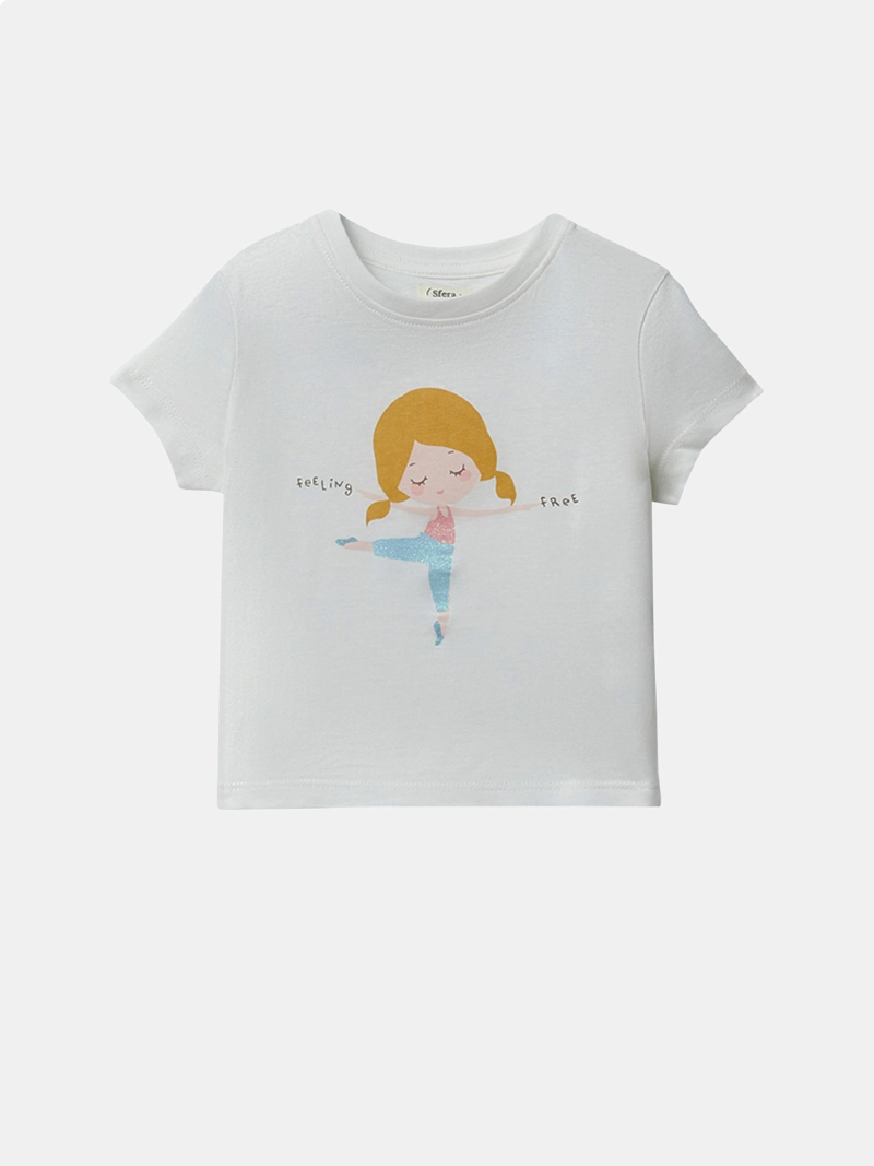 POLERA MANGA CORTA ALGODÓN NIÑA SFERA BLANCO - 1