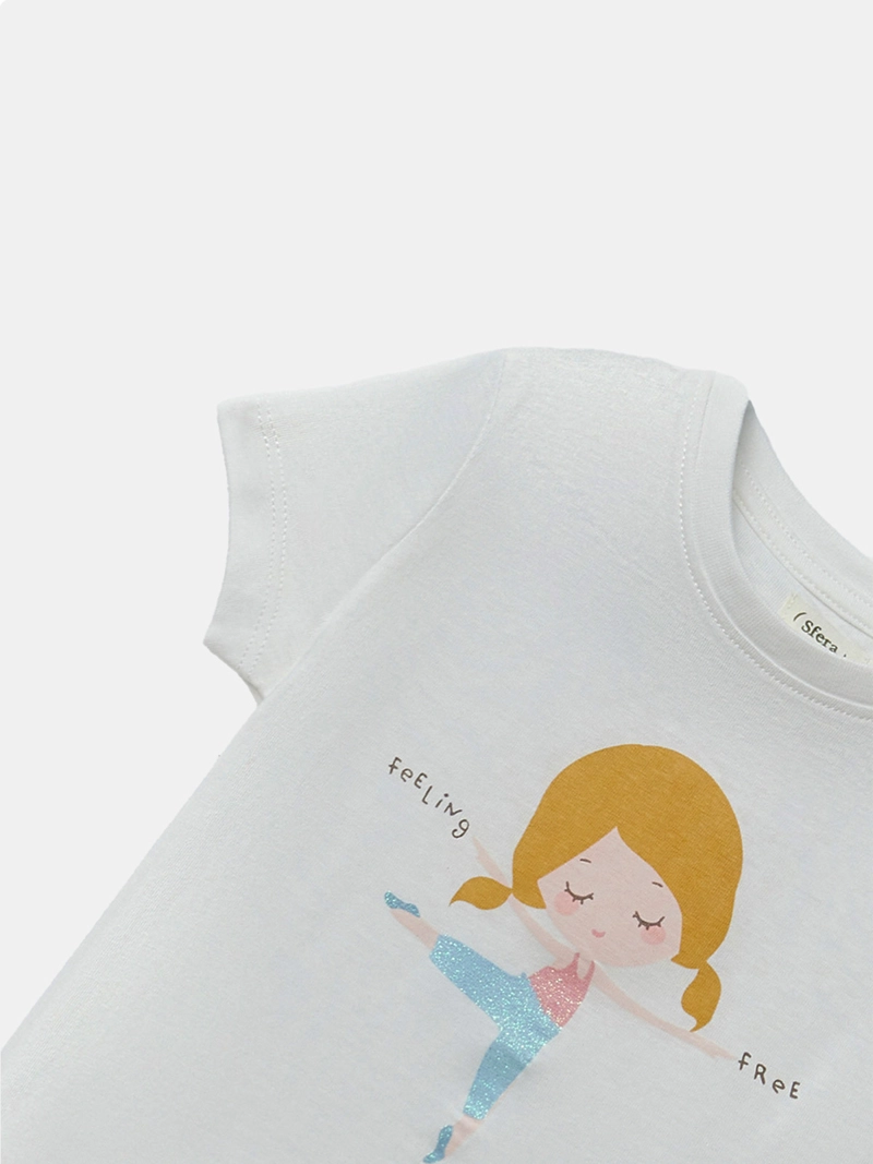 POLERA MANGA CORTA ALGODÓN NIÑA SFERA BLANCO - 3