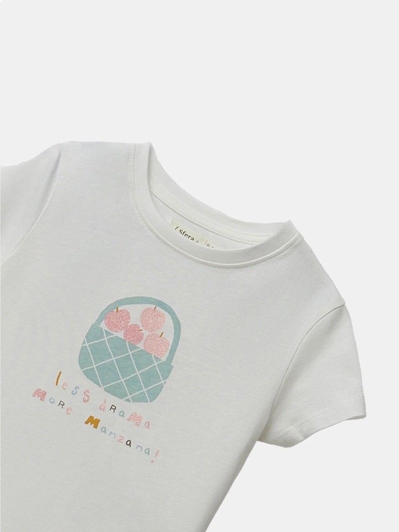 POLERA MANGA CORTA ALGODÓN NIÑA SFERA BLANCO - 3