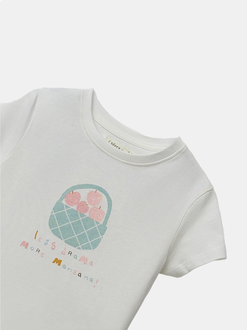 POLERA MANGA CORTA ALGODÓN NIÑA SFERA BLANCO - 3