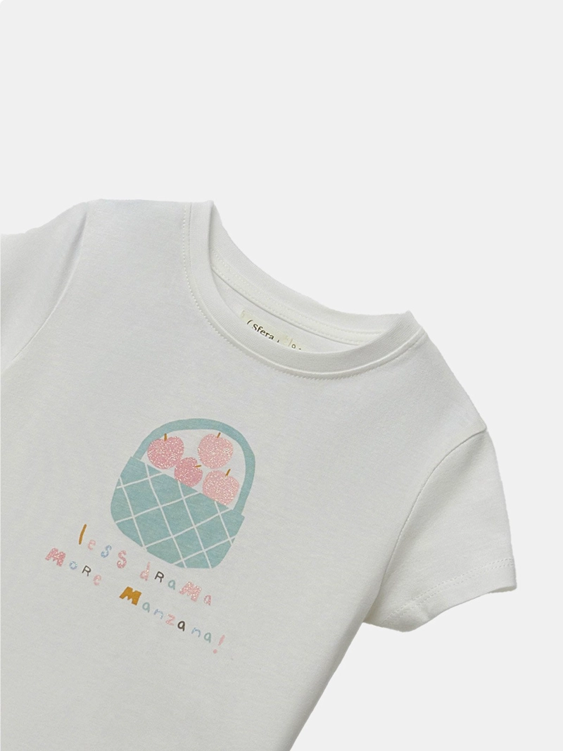 POLERA MANGA CORTA ALGODÓN NIÑA SFERA BLANCO - 3