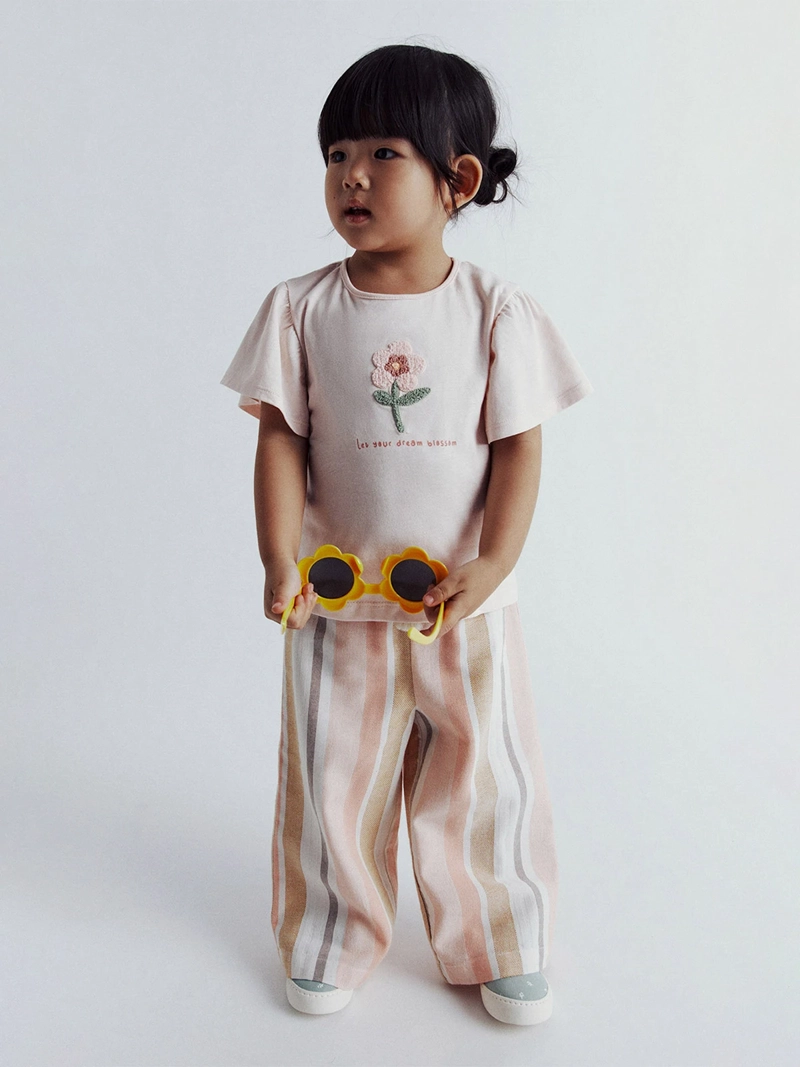 POLERA MANGA CORTA ALGODÓN NIÑA SFERA PALO ROSA FLOR TOALLA - 5