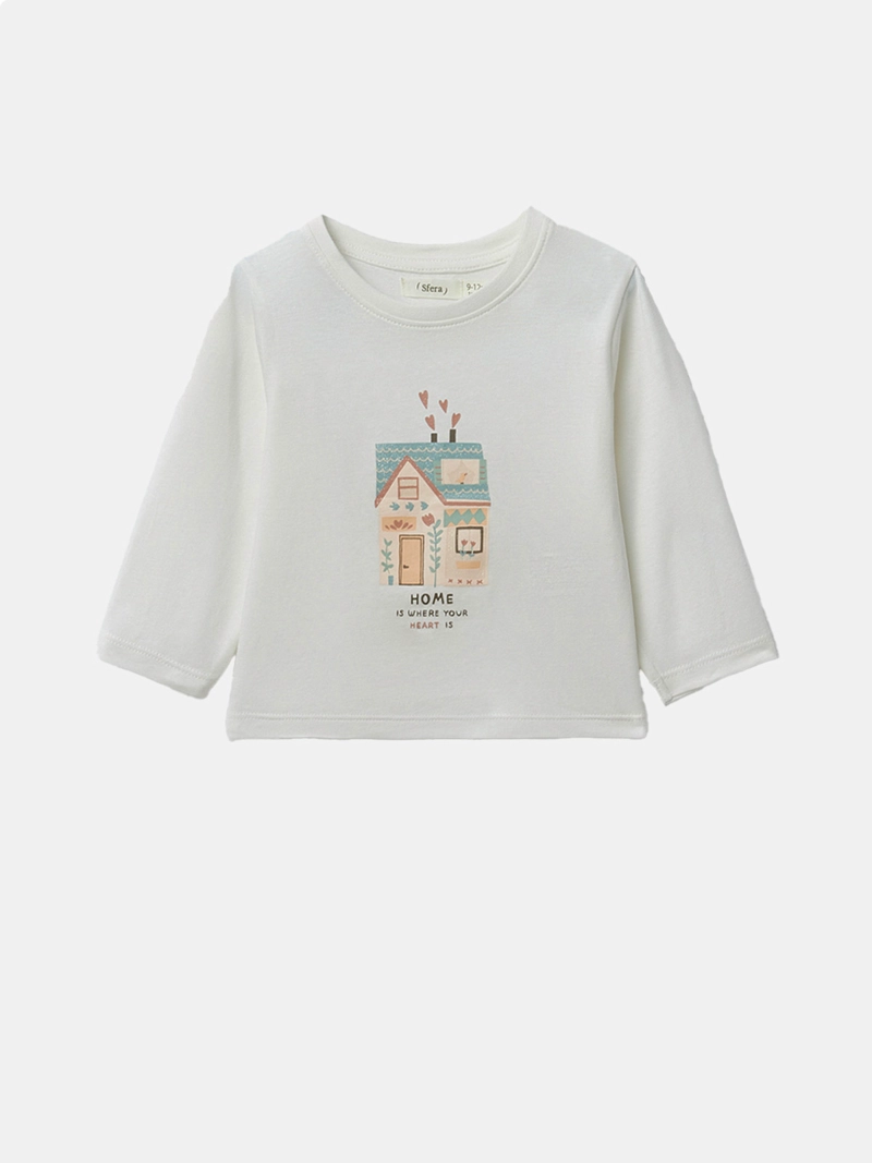 POLERA MANGA LARGA ALGODÓN NIÑA SFERA BLANCO - 1