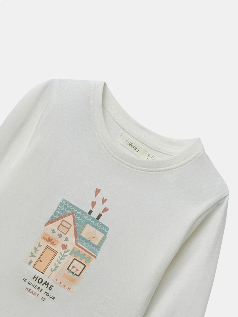 POLERA MANGA LARGA ALGODÓN NIÑA SFERA BLANCO - 3