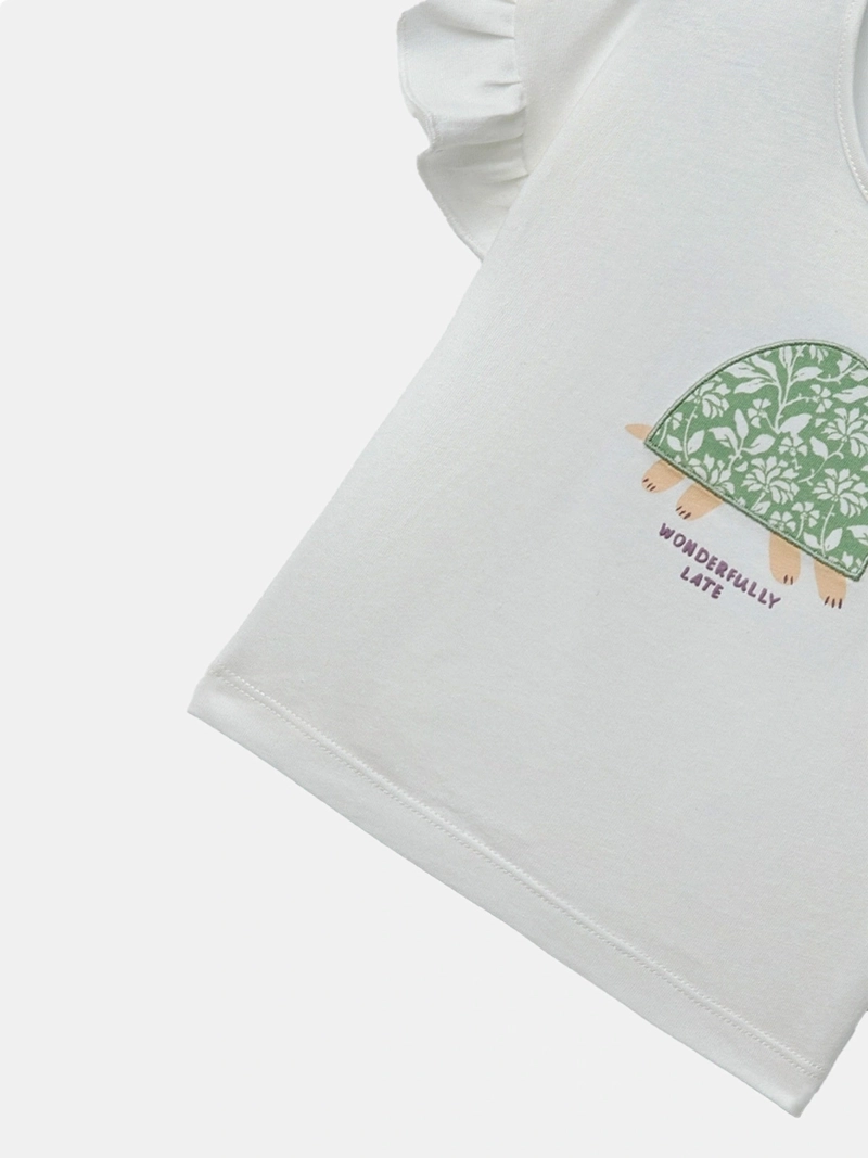 POLERA MANGA CORTA ALGODÓN NIÑA SFERA BLANCO TORTUGA - 3
