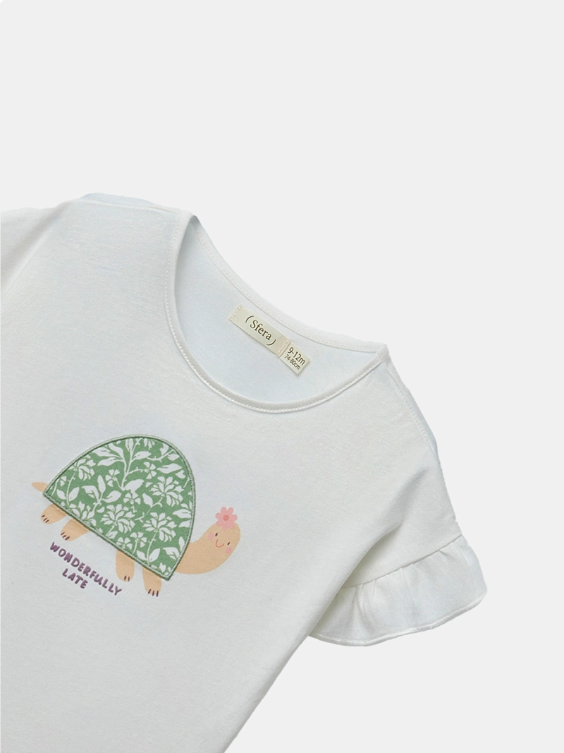 POLERA MANGA CORTA ALGODÓN NIÑA SFERA BLANCO TORTUGA - 2