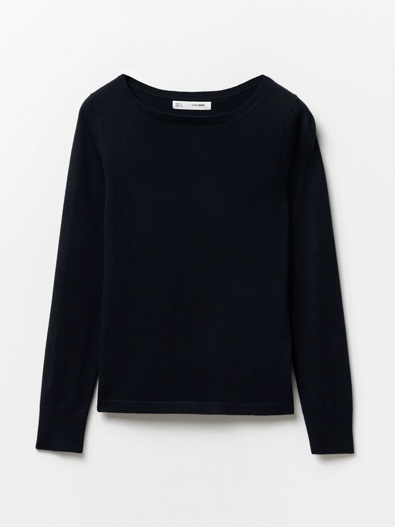 SWEATER MANGA LARGA MUJER SFERA NEGRO BÁSICO - 6