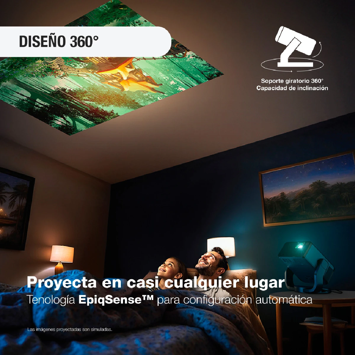 PROYECTOR EPSON FULL HD SMART PORTÁTIL EPIQVISION EF22 1.000 LÚMENES BLANCO COLOR Azul, foto 6