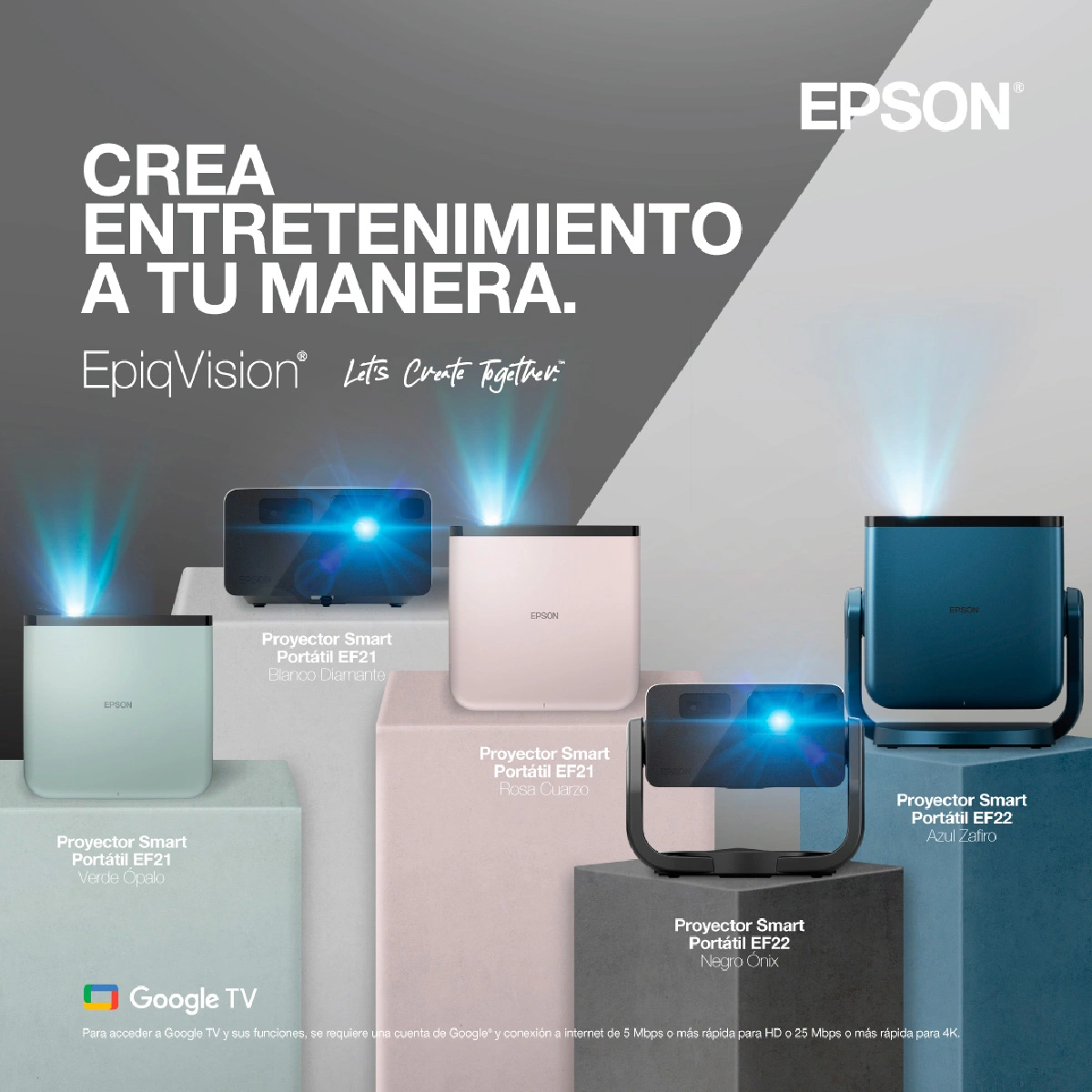 PROYECTOR EPSON FULL HD SMART PORTÁTIL EPIQVISION EF22 1.000 LÚMENES BLANCO COLOR Azul, foto 8