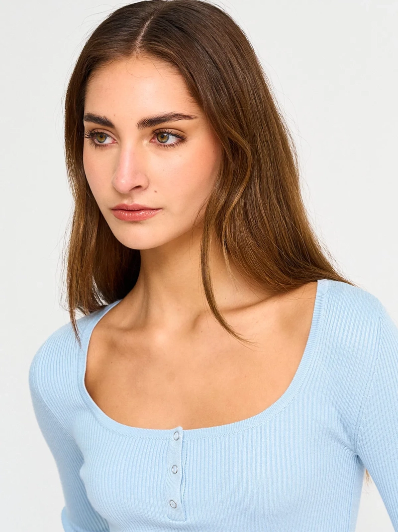 POLERA MANGA CORTA MUJER TALLY WEIJL AZUL - 3