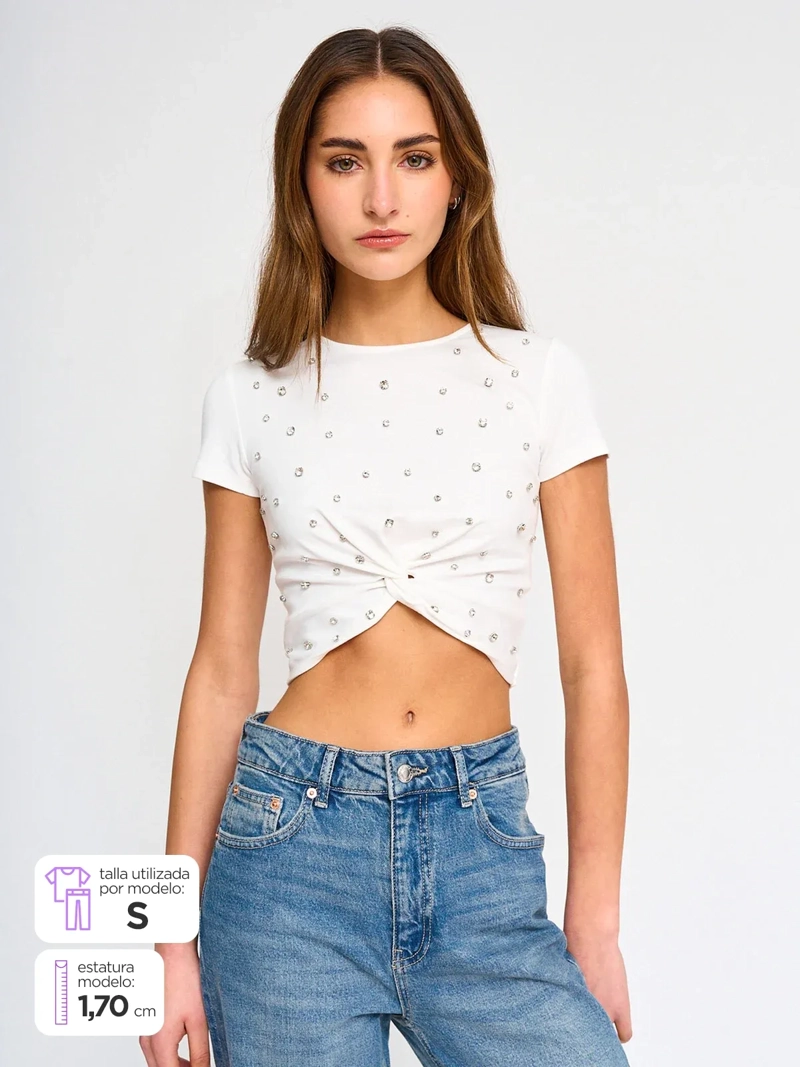 POLERA MANGA CORTA MUJER TALLY WEIJL BLANCO