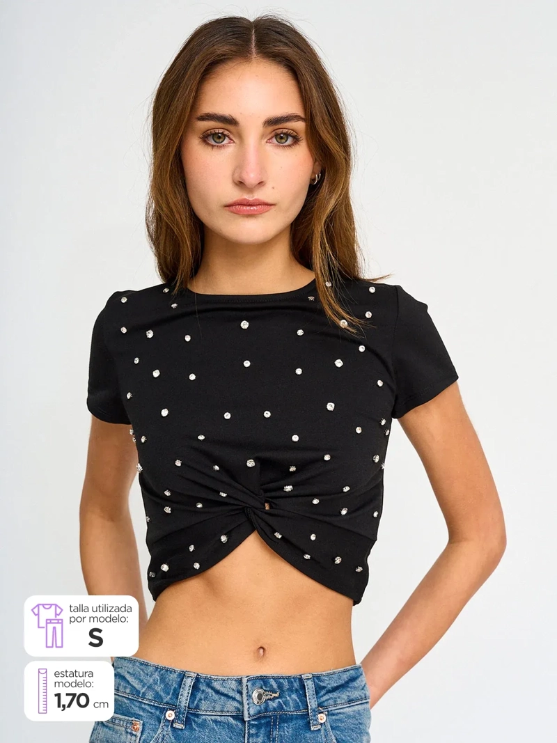 POLERA MANGA CORTA MUJER TALLY WEIJL NEGRO