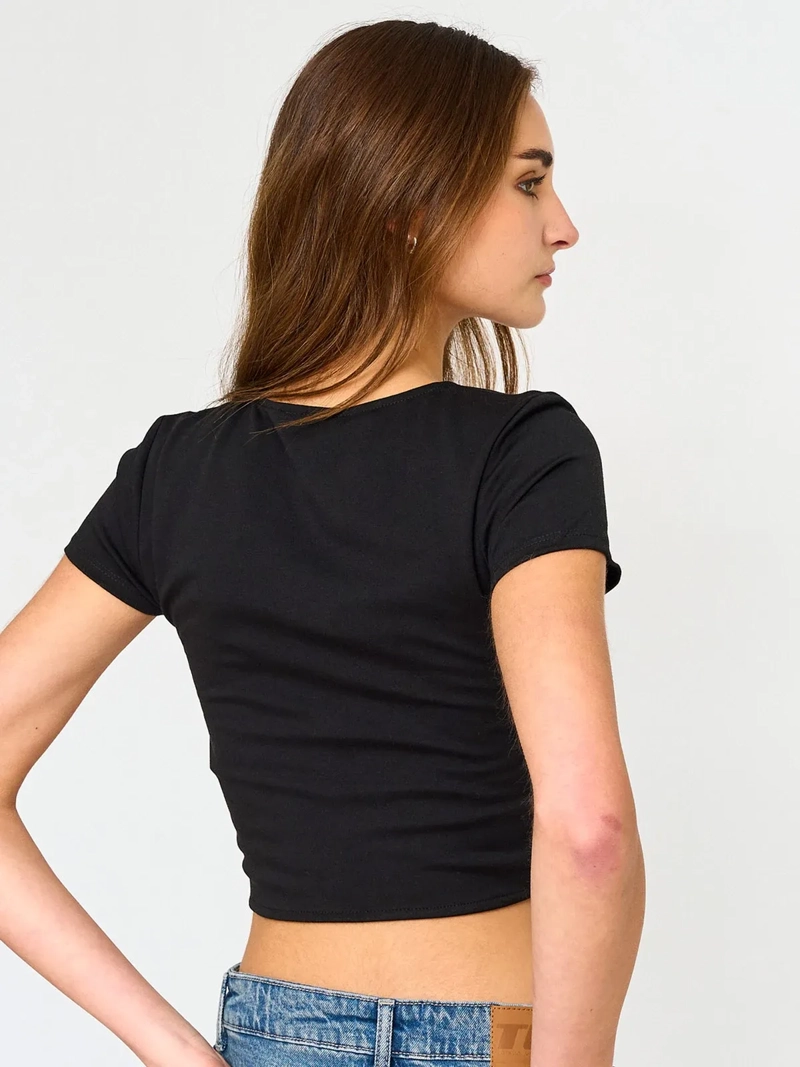 POLERA MANGA CORTA MUJER TALLY WEIJL NEGRO - 2