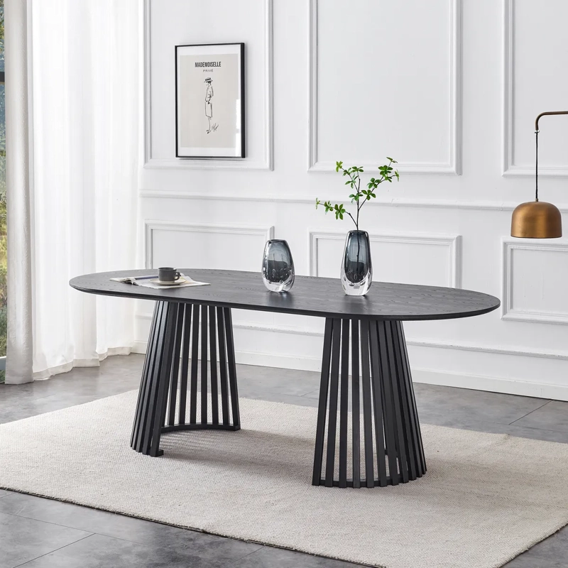 JUEGO DE COMEDOR RIPLEY HOME RANURADO 6S NEGRO - 10