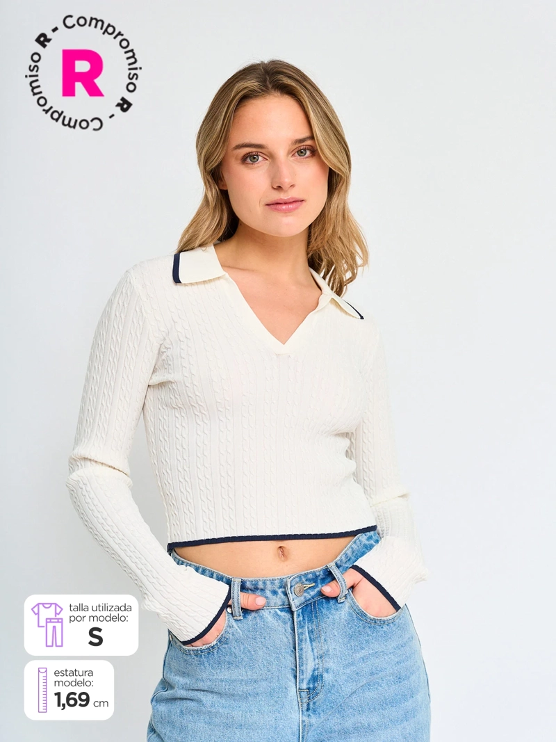 SWEATER MANGA LARGA MUJER INDEX CUELLO POLO - 1