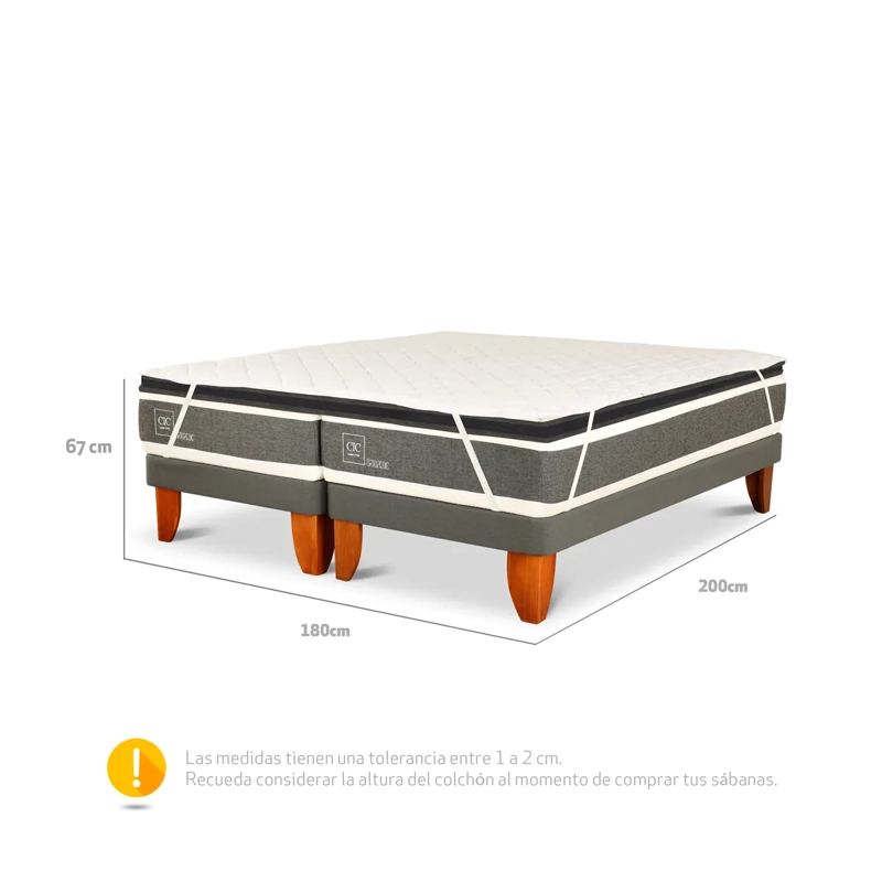 CAMA CIC DUPLEX EUROPEA 1 PLAZA + TOPPER PREMIUM + CUBRE COLCHÓN ORTOPEDIC - 3