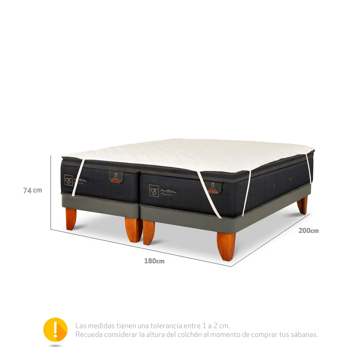 CAMA CIC DUPLEX EUROPEA 1 PLAZA + TOPPER + CUBRE COLCHÓN PREMIUM - 3