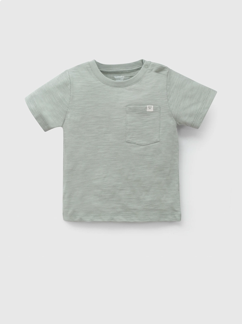 POLERA MANGA CORTA NIÑO COLLOKY POCKET MENTA   - 1