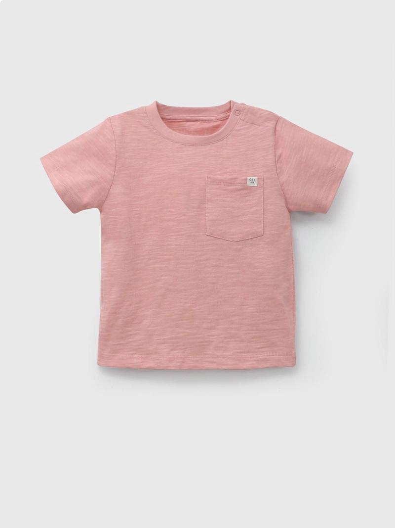 POLERA MANGA CORTA NIÑO COLLOKY POCKET ROSA  - 1