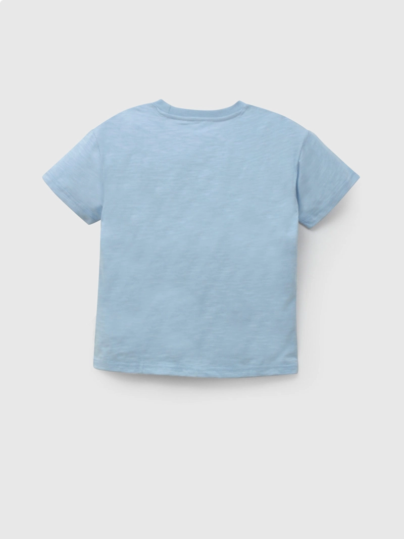POLERA MANGA CORTA NIÑO COLLOKY POCKET CELESTE  - 2