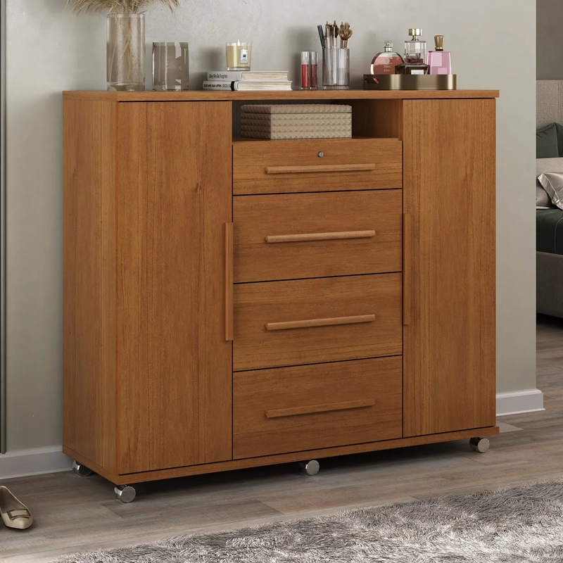 CÓMODA BE DESIGN ZANZINI MULTI MATE 2 PUERTAS 4 CAJONES CARAMELO - 6
