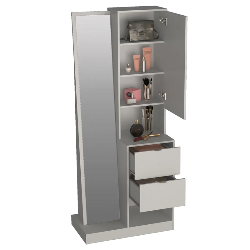 CÓMODA BE DESIGN TOCADOR MOVELI CON ESPEJO 1 PUERTA 2 CAJONES BLANCO - 3