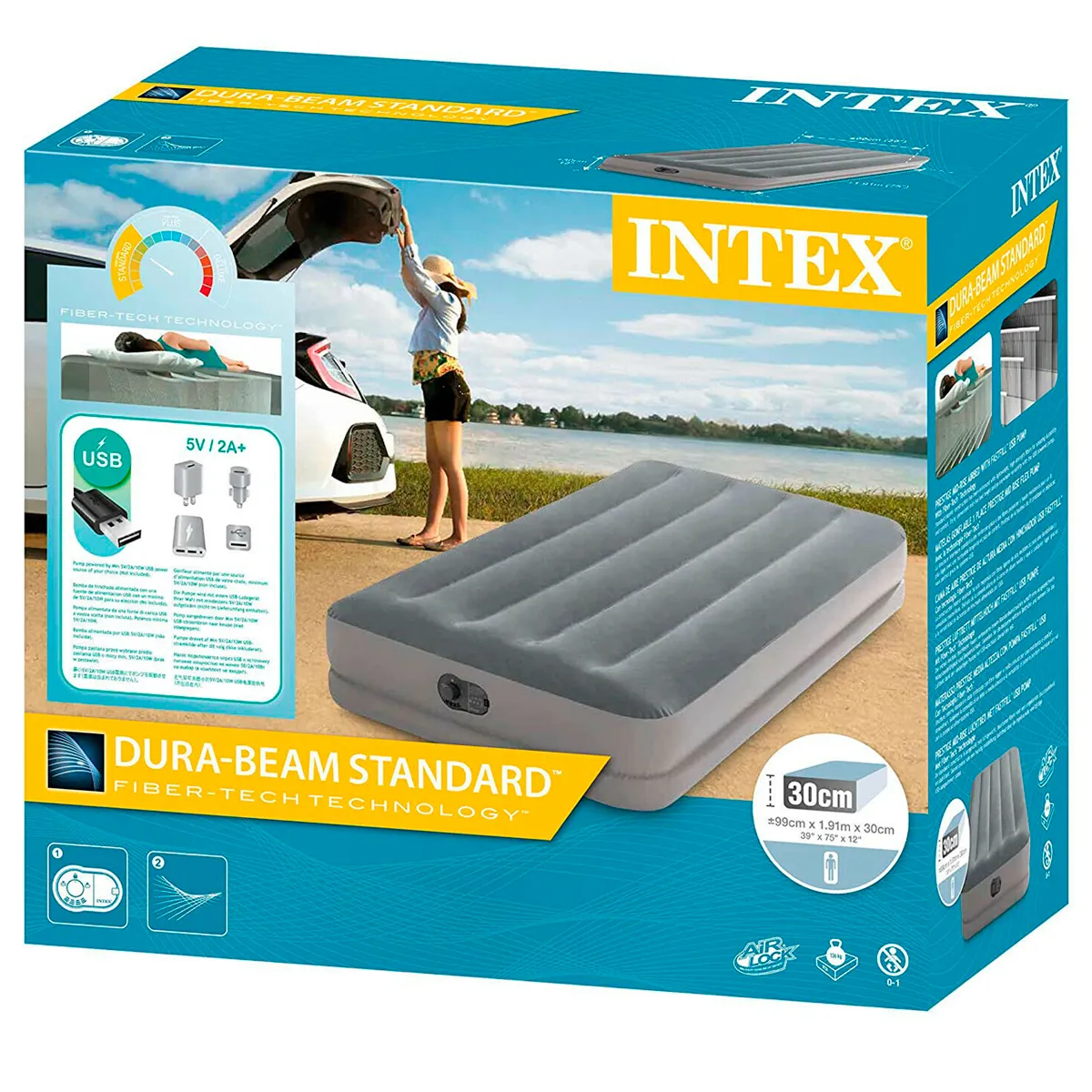 CAMA BE DESIGN INFLABLE ELÉCTRICA 1 PLAZA GRIS - 4