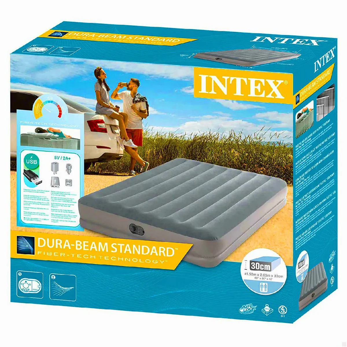 CAMA BE DESIGN INFLABLE ELÉCTRICA 2 PLAZAS GRIS - 5