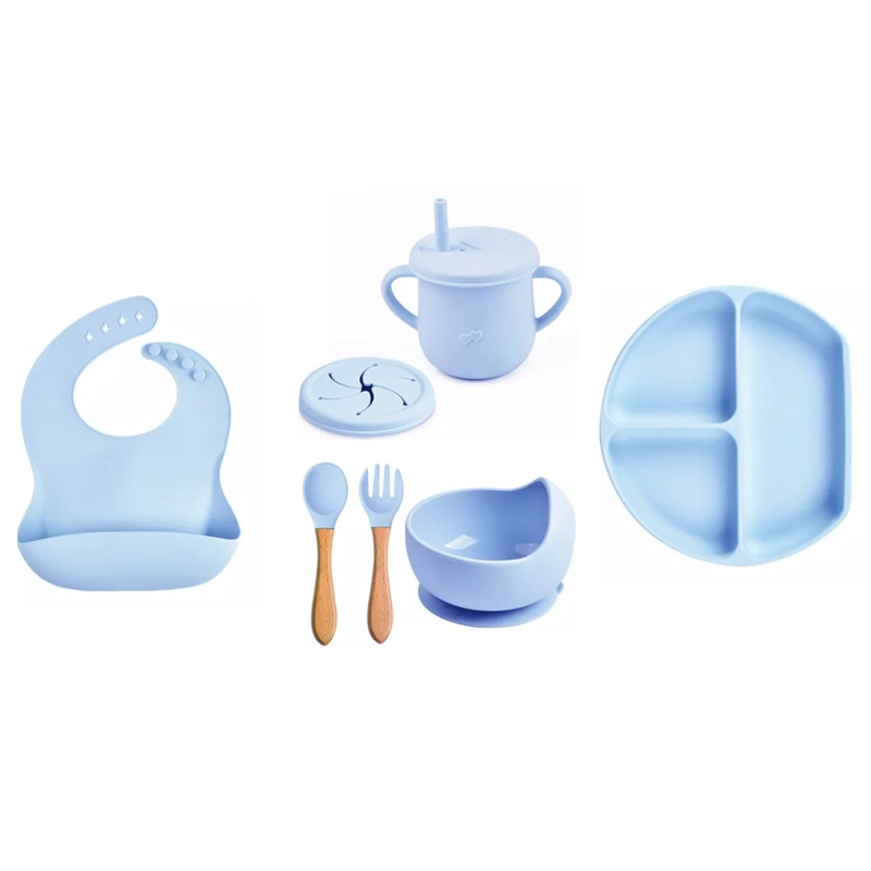 SET DE ALIMENTACION KIDSCOOL SILICONA CELESTE 6 PIEZAS - 5