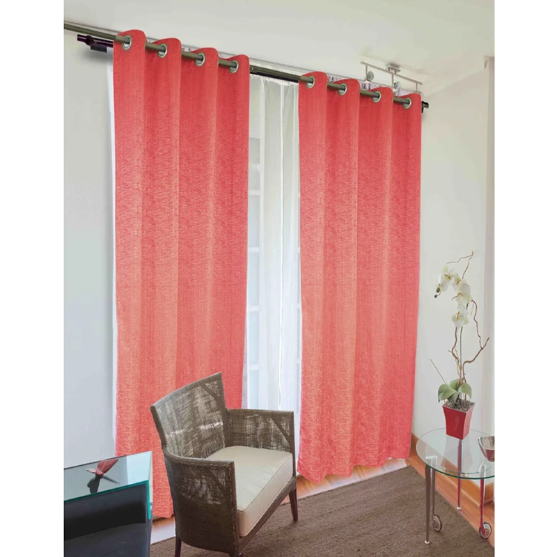 SET CORTINA + VELO DORAL CAMILA 8P ROJO