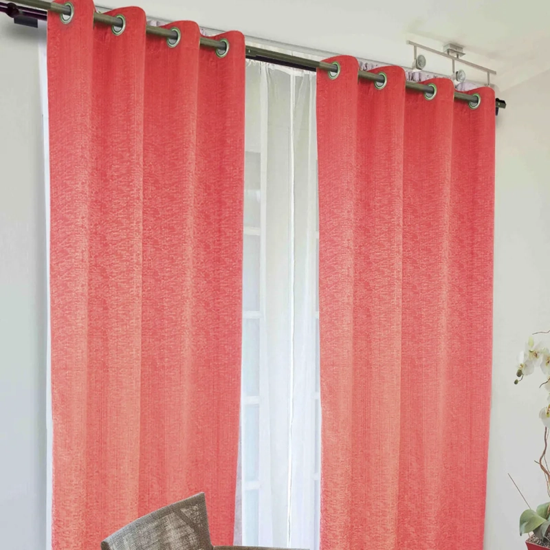 SET CORTINA + VELO DORAL CAMILA 8P ROJO  - 2