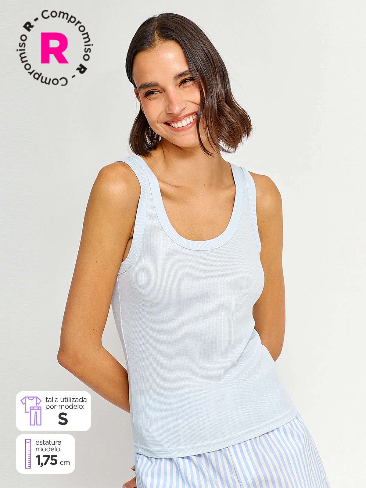 POLERA DE PIJAMA SIN MANGAS MUJER MARQUIS RIB - 1