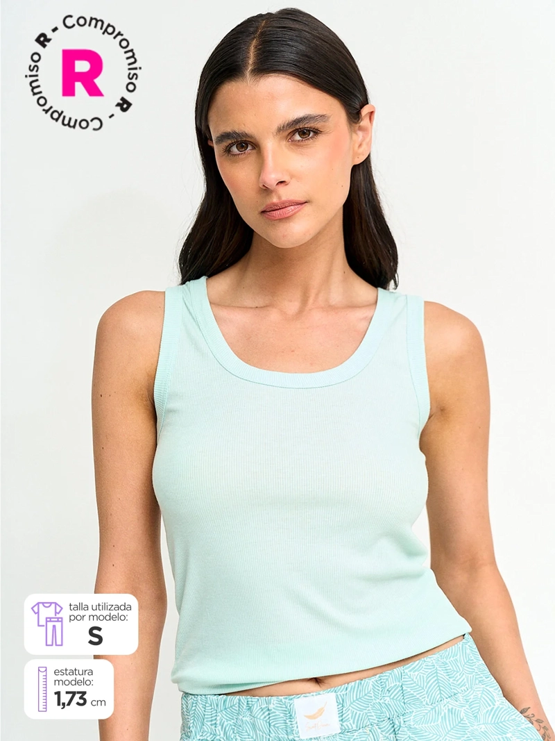 POLERA DE PIJAMA SIN MANGAS MUJER MARQUIS RIB - 1