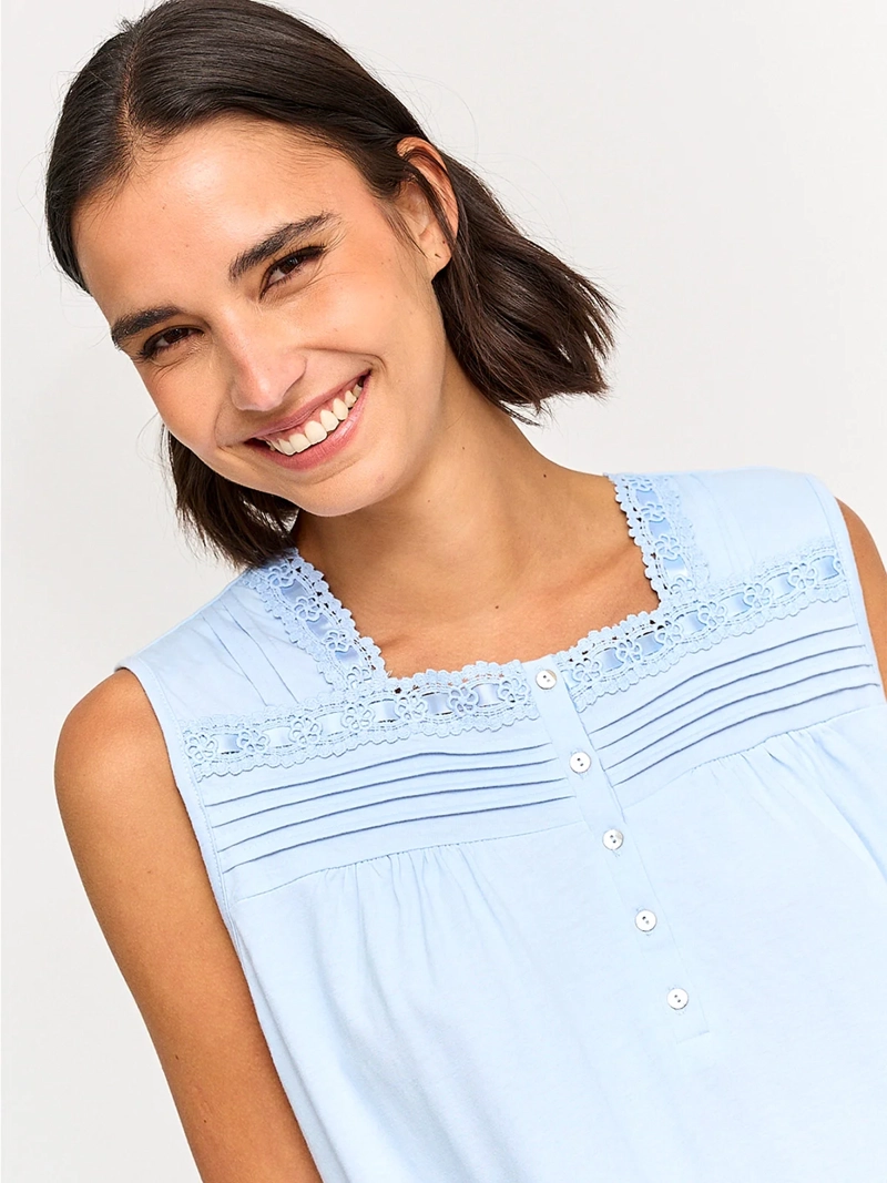 CAMISA DE DORMIR SIN MANGAS MUJER AZIZ CUELLO CUADRADO - 3